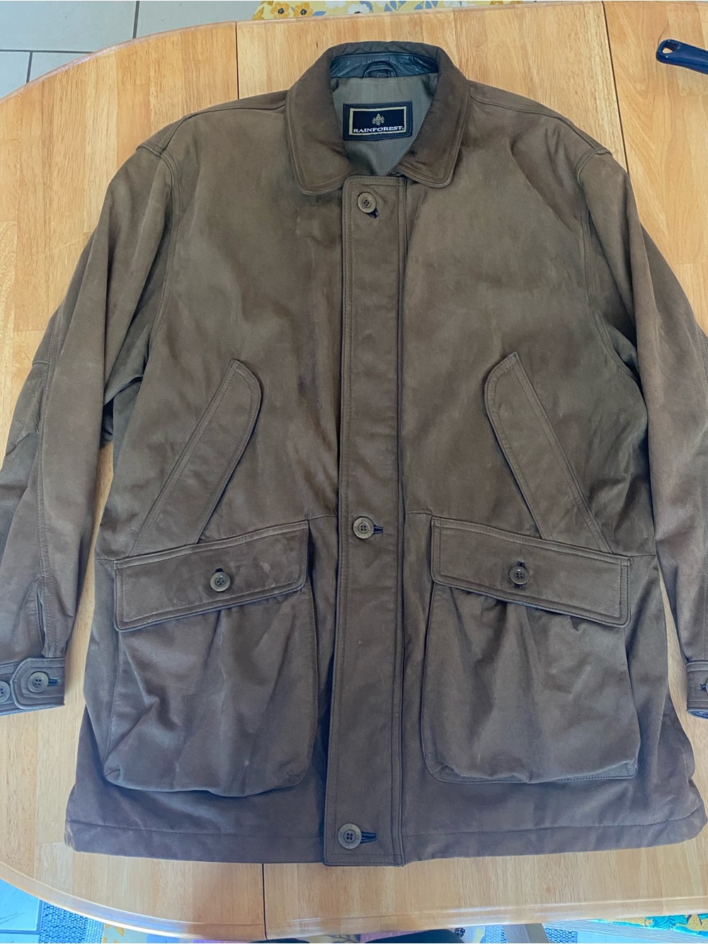 RAINFOREST Brown Suede Chore Jacket Genuine Cowhide with Wool Lining